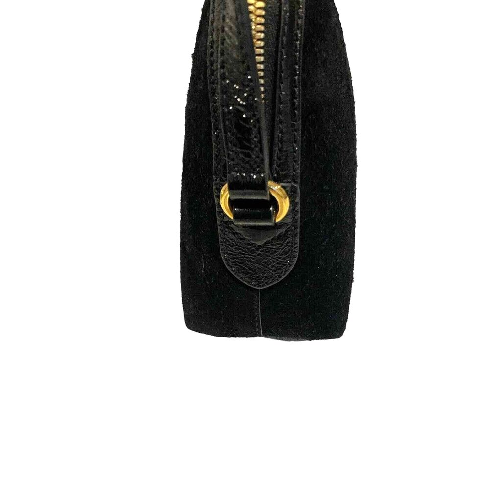 Gucci Ophidia Small Dome Black Suede Crossbody Bag GG Stripe Gold Hardware - Picture 10 of 15